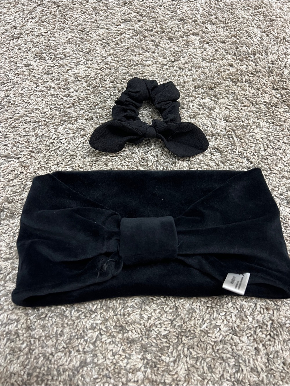Black Velvet Bow Headband and black bow Scrunchie